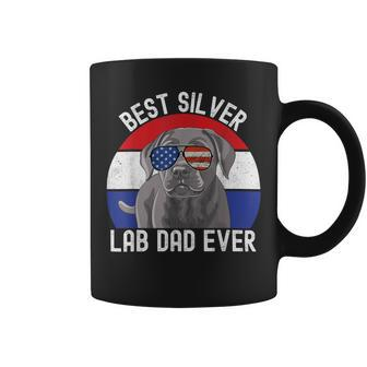 Best Silver Lab Dad Ever Vintage Patriotic American Flag Coffee Mug - Thegiftio UK