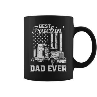 Best Truckin Dad Ever American Flag Fathers Day Coffee Mug - Seseable