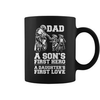 Bicer Dad Hero First Love Dirt Bike Rider Motocross Gift Coffee Mug - Seseable