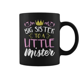 Big Sister To A Little Mister Pregnancy Announcement Coffee Mug | Mazezy