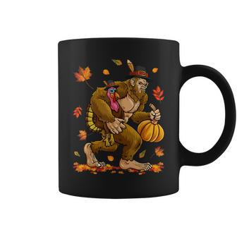 Bigfoot Pilgrim Turkey Pumpkin Thanksgiving Day Boys Men Coffee Mug - Thegiftio UK