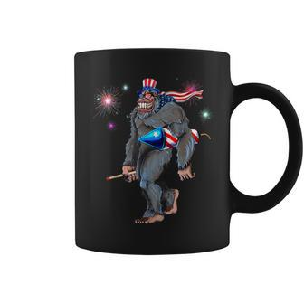 Bigfoot Sasquatch 4Th Of July American Usa Flag Fireworks Coffee Mug - Thegiftio UK