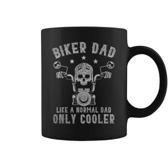 Biker Dad Like A Normal Dad Only Cooler Biking Skull Biker Coffee Mug | Mazezy