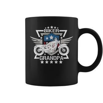 Biker Grandpa American Flag Usa Patriotic Motorcycle Gift For Mens Coffee Mug | Mazezy UK