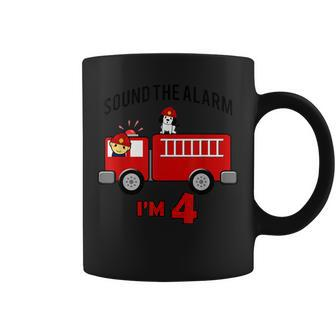 Birthday 4 Year Old Fire Fighter Truck | Firetruck Coffee Mug - Seseable
