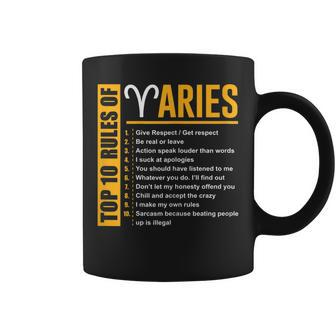 Birthday Gifts - Top 10 Rules Of Aries Zodiac Coffee Mug | Mazezy