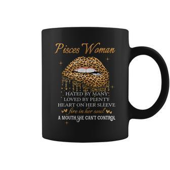 Birthday Sexy Leopard Lips Biting Pisces Woman Coffee Mug | Mazezy
