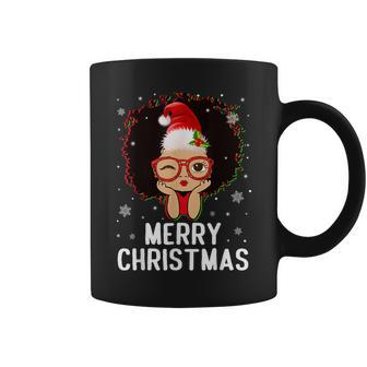 Black African American Girl Santa Hat Christmas Melanin Kids Coffee Mug - Thegiftio UK