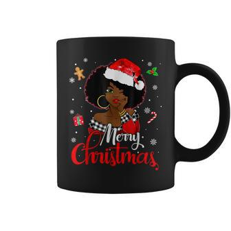 Black African Girl American Melanin Christmas Santa Hat Xmas Coffee Mug - Thegiftio UK