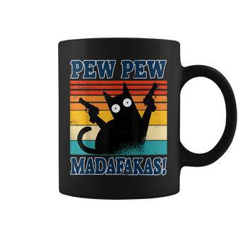 Black Cat Pew-Pew Madafakas Crazy Cat Gun Funny Gifts Coffee Mug - Seseable