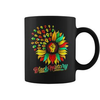 Black Fist African Pride Black History Month Sunflower Coffee Mug - Seseable