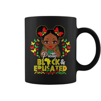 Black History Month Pretty Black And Educated Queen Girls Coffee Mug - Seseable
