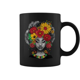Black Junenth Queen Melanin Afro American Hippie Flower Coffee Mug - Thegiftio UK