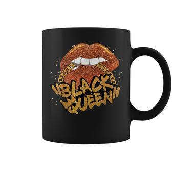 Black Queen African Colors Biting Lips Black History Month V2 Coffee Mug - Seseable