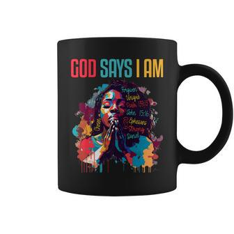 Black Queen God Says Am I Black Melanin History Month Pride Coffee Mug | Mazezy