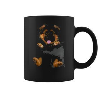 Black White German Shepherd Pocket Funny Mom Dad Kids Gifts Coffee Mug - Seseable