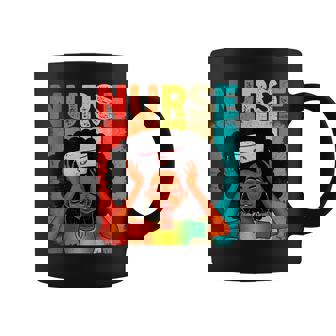 Black Woman Nurse Afro Black History Month Junenth Retro Coffee Mug | Mazezy