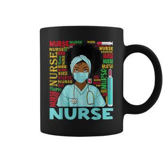 Black Woman Nurse Afro Retro Matching Black History Month Coffee Mug - Seseable