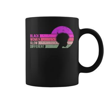 Black Women Glow Different Afro American Melanin Retro Coffee Mug - Seseable