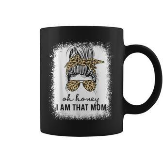 Bleached Leopard Messy Bun Oh Honey I Am That Mom Coffee Mug - Thegiftio UK