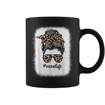 Bleached Meme Life Messy Bun Leopard Print Mothers Day  Coffee Mug