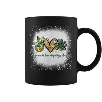Bleached Peace Love Pattys Day St Patricks Day Shamrock Coffee Mug - Seseable