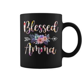 Blessed Amma Mothers Day Floral Funny Coffee Mug - Seseable