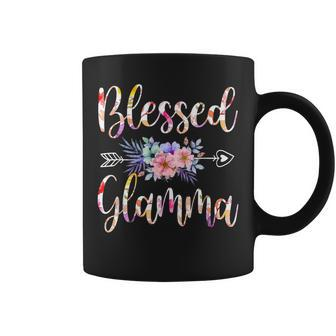 Blessed Glamma Mothers Day Floral Funny Coffee Mug - Seseable