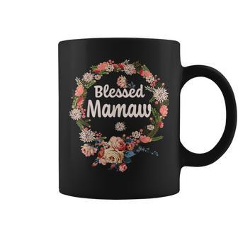 Blessed Mamaw Gifts For Women Flower Decor Grandma Coffee Mug - Seseable