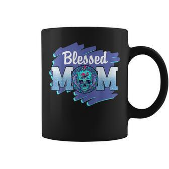 Blessed Mom Leopard Sugar Skull Happy Mothers Day Coffee Mug | Mazezy