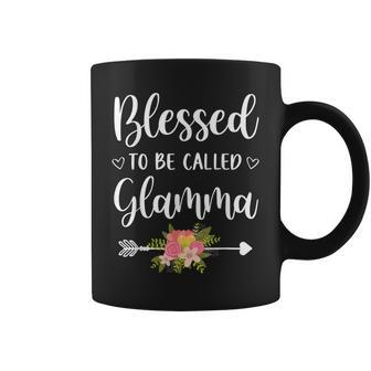 Blessed To Be Called Glamma Women Flower Decor Grandma Coffee Mug - Seseable