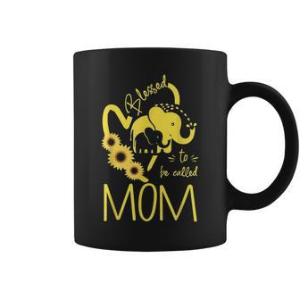 Blessed To Be Called Mom Elephant Sunflower Heart Coffee Mug - Seseable