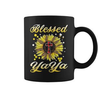 Blessed Yaya Cross Sunflower Mother Day Coffee Mug - Seseable
