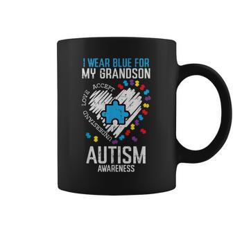 Blue For Grandson Autism Awareness Family Grandma Grandpa Coffee Mug | Mazezy