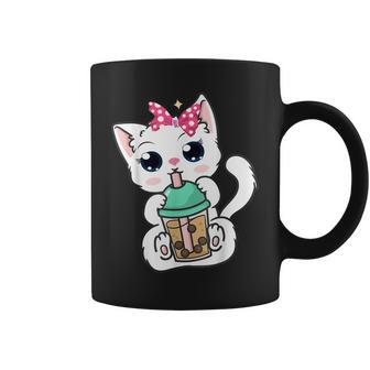 Boba Tea Cat Bubble Tea Cat Milk Tea Kawaii Anime Cat Coffee Mug - Seseable