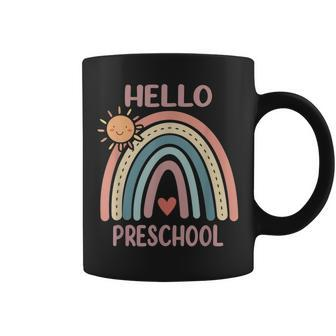 Boho Rainbow Heart For Teachers Women Hello Preschool Coffee Mug - Seseable