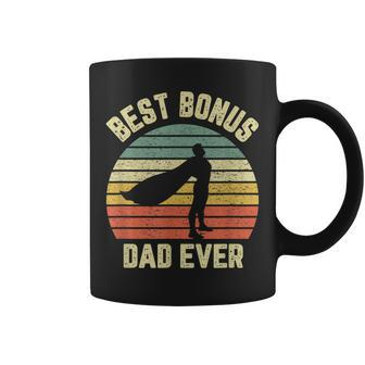 Bonus Dad Gift Cool Retro Hero Best Bonus Dad Ever Gift For Mens Coffee Mug | Mazezy