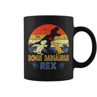 Bonus Dad Saurus T Rex Dinosaur Dad 2 Kids Family Matching Coffee Mug | Mazezy