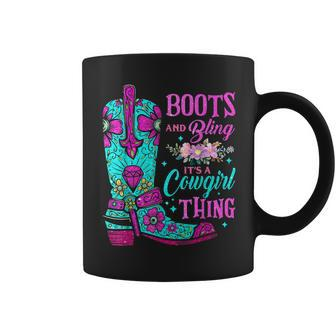 Boots And Bling Its A Cowgirl Thing Rodeo Hat Funny Coffee Mug - Seseable
