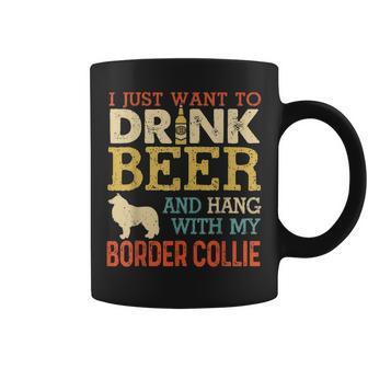 Border Collie Dad Drink Beer Hang With Dog Funny Men Vintage Coffee Mug - Seseable