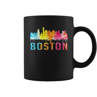 Boston Massachusetts Retro Watercolor Skyline Souvenir V2 Coffee Mug - Thegiftio UK
