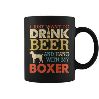 Boxer Dad Drink Beer Hang With Dog Funny Men Vintage Coffee Mug - Seseable