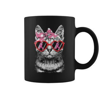 Breast Cancer Awareness Cat Mom Costume Pink Ribbon Gifts Coffee Mug - Seseable