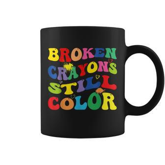 Broken Crayons Still Color Mental Health Awareness Groovy Coffee Mug | Mazezy