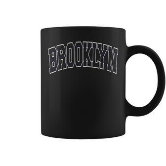 Brooklyn Varsity Style Navy Blue Text Coffee Mug - Seseable
