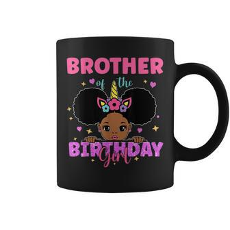 Brother Of The Birthday Girl Melanin Afro Unicorn Princess Coffee Mug - Thegiftio UK