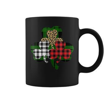 Buffalo Plaid Green Red Leopard Print Shamrocks Coffee Mug - Seseable