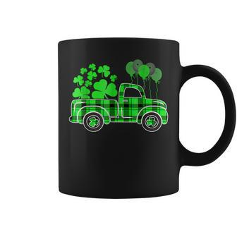 Buffalo Plaid Shamrock Vintage Truck Happy St Patricks Day Coffee Mug - Thegiftio