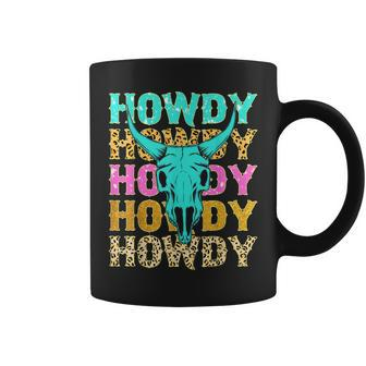 Bull Skull Western Country Leopard Howdy Rodeo Lovers Coffee Mug | Mazezy