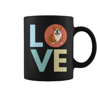 Bulldog Love Retro Text Cute Bulldog Graphic Art Dog Mom Coffee Mug - Seseable